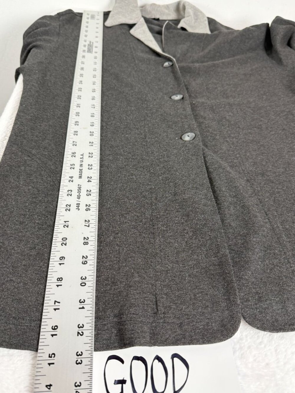 Staples Womens Heather Gray Button-Up Cardigan Sweater Large Lightweight Casual - Picture 9 of 9